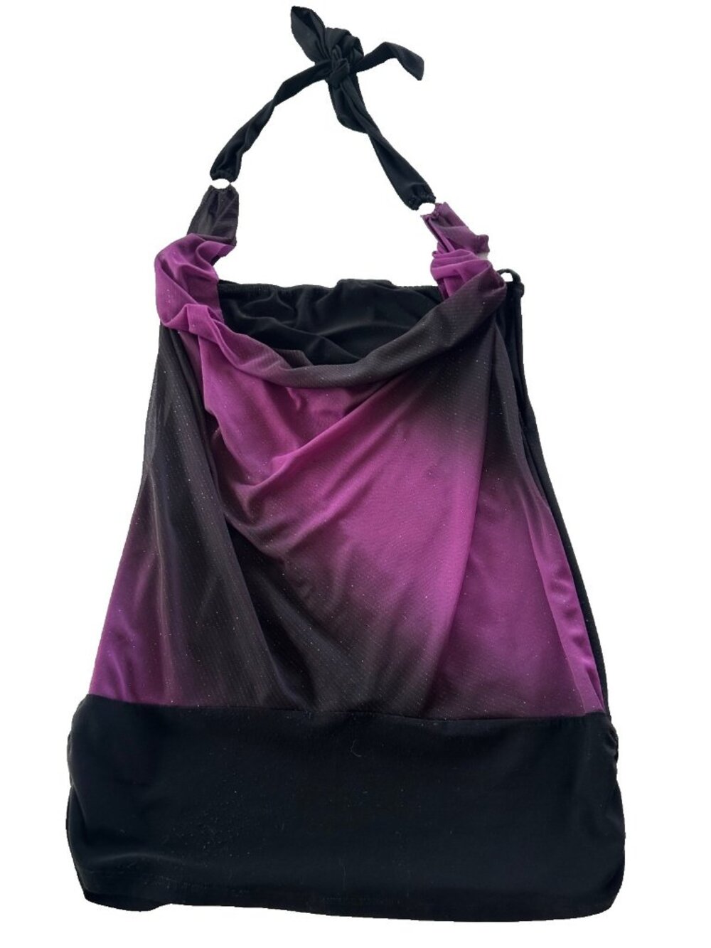 VTG Y2K Womens M Black Purple Sparkle Mini Halter Dress Grunge